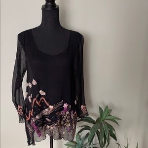 HAND EMBROIDERED silk blouse